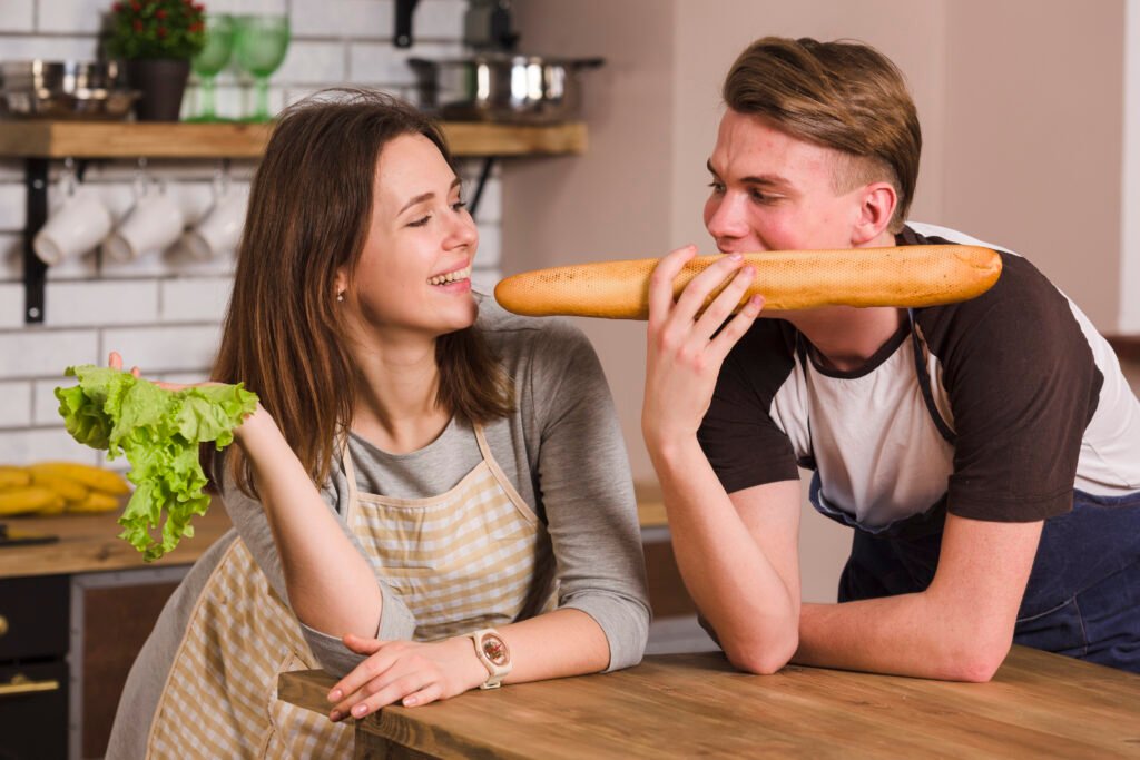 A selection of healthy foods that promote oral health.